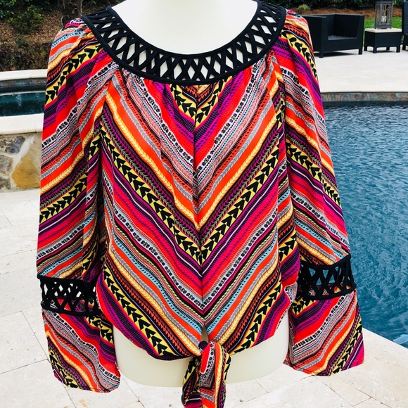 XOXO Tops - XOXO Funky Bright Color Top with Waist Tie